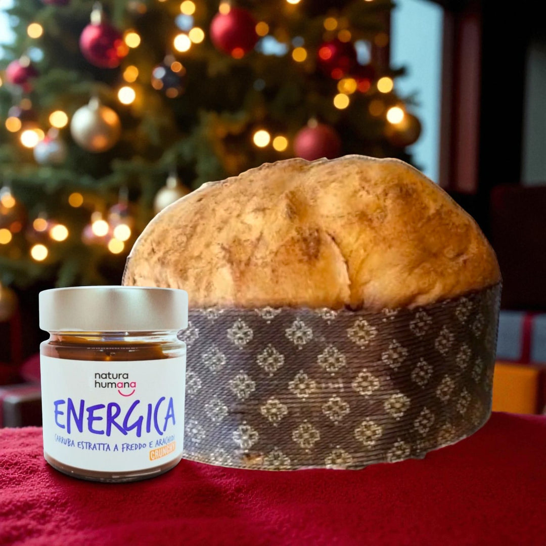 Panettone artigianale alla carruba e arancia candita senza lattosio 800g Panettone 800g + Energica 200g Natura Humana