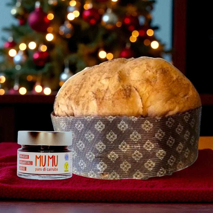 Panettone artigianale alla carruba e arancia candita senza lattosio 800g Panettone 800g + MuMu 130g Natura Humana