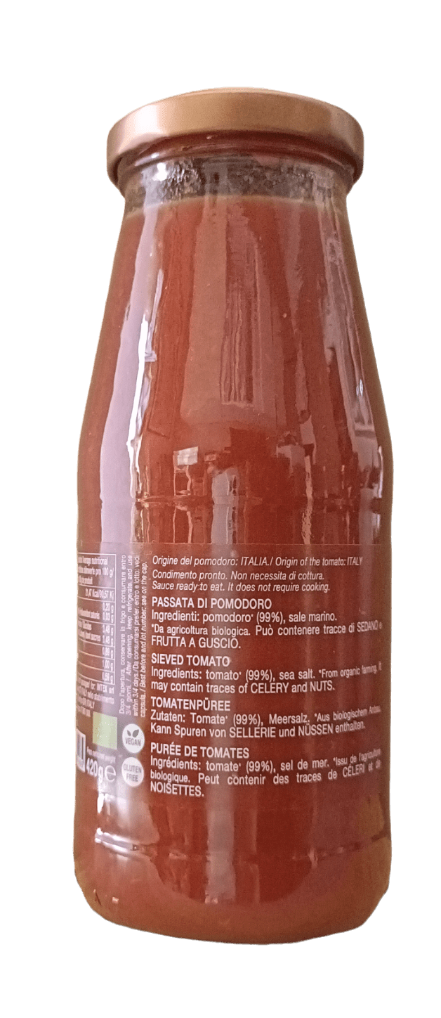 Passata di pomodoro biologica 420g CONVIVIA for italian food lovers