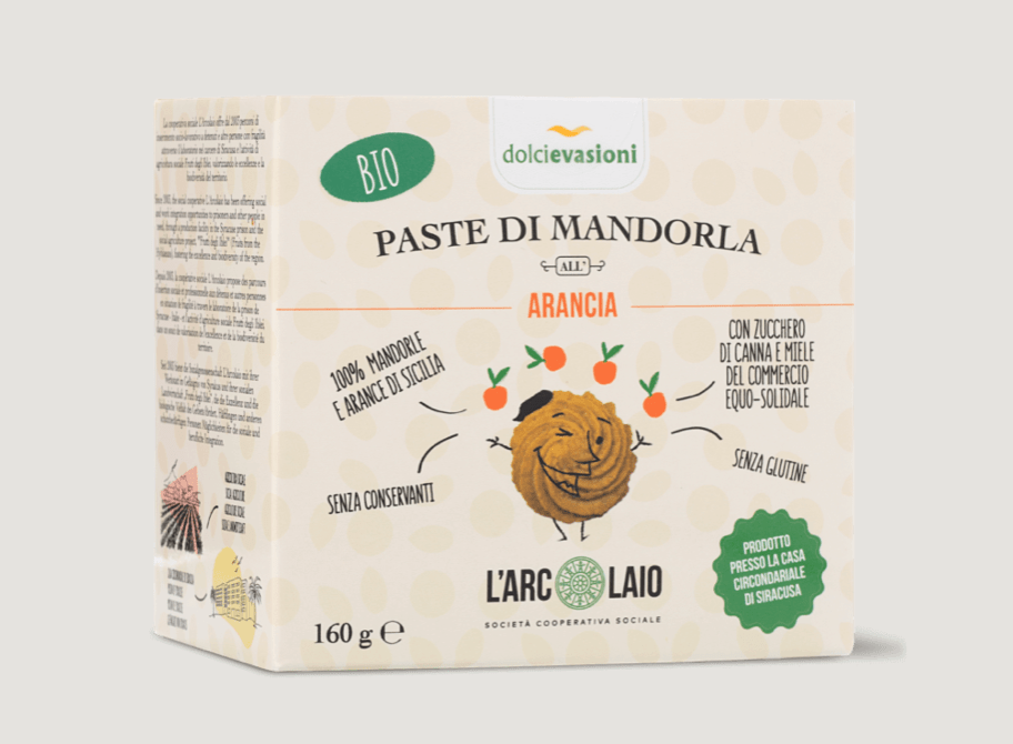 Paste di mandorla all'arancia bio 160g Società Cooperativa Sociale L'Arcolaio