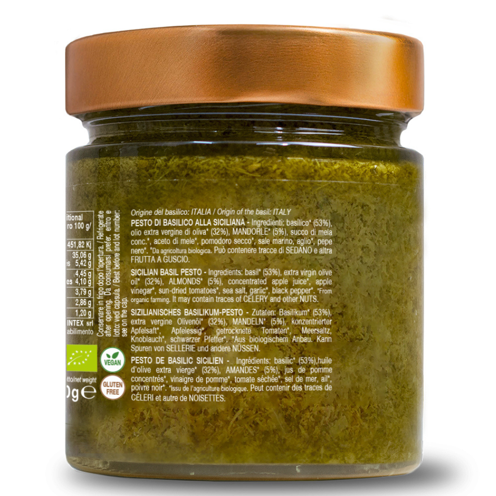 Pesto di basilico alla siciliana bio 190g