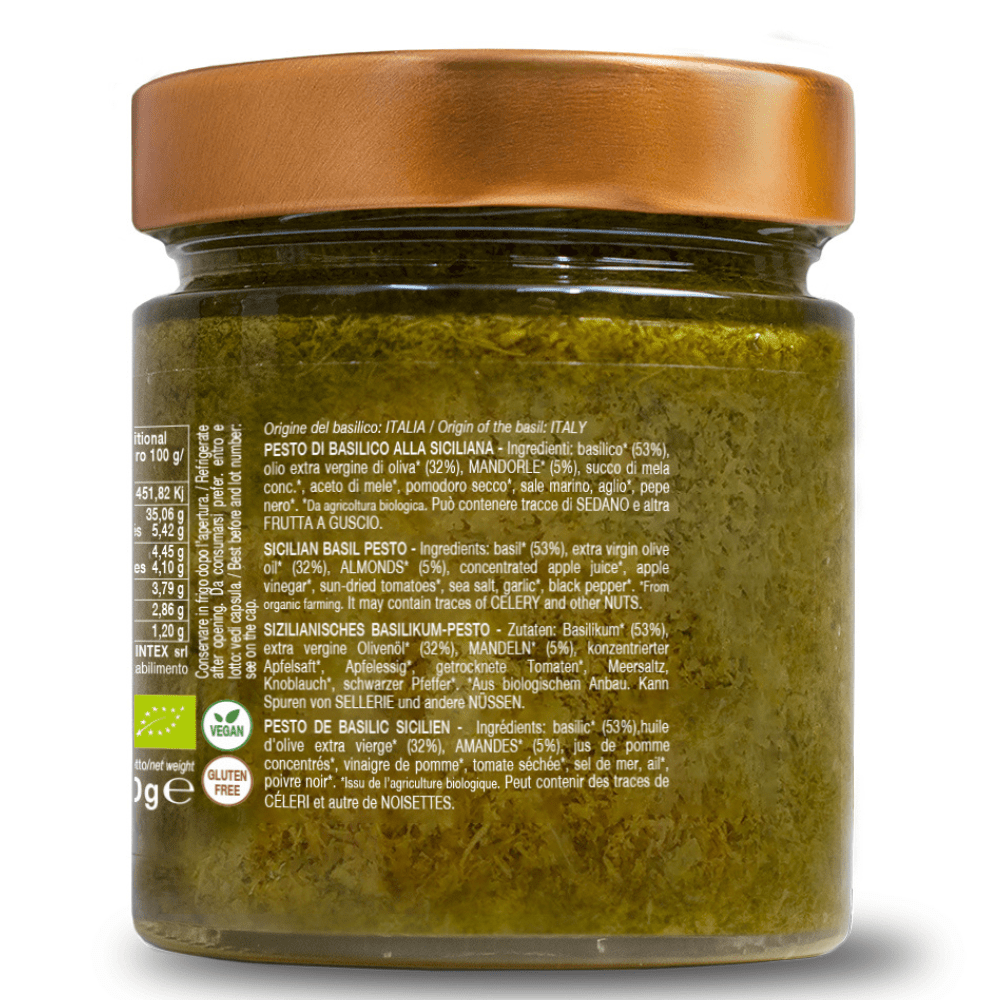 Pesto di basilico alla siciliana bio 190g CONVIVIA for italian food lovers