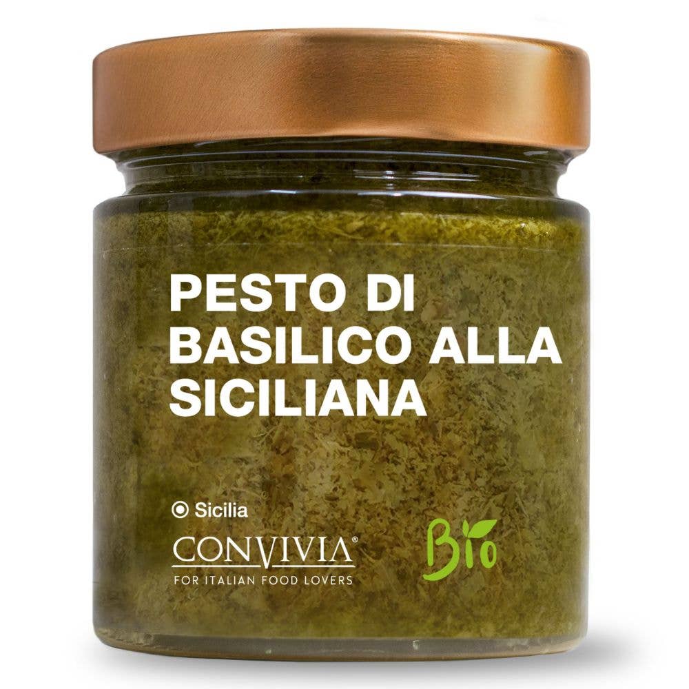 Pesto di basilico alla siciliana bio 190g CONVIVIA for italian food lovers