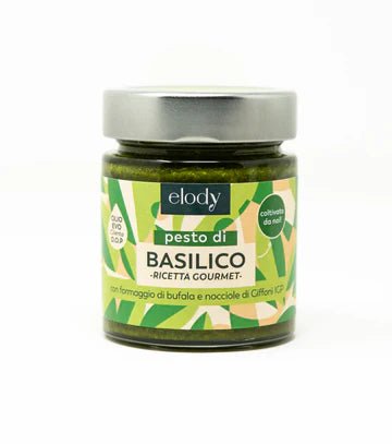 Pesto gourmet di basilico senza aglio Medio 130g Elody
