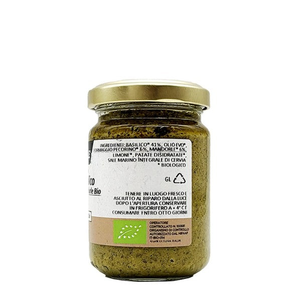 Pesto di basilico, pecorino e mandorle bio senza glutine 130g