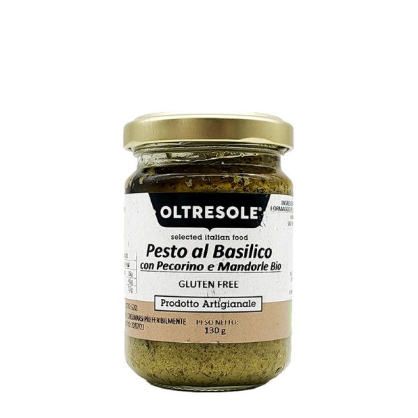Pesto di basilico, pecorino e mandorle bio senza glutine 130g