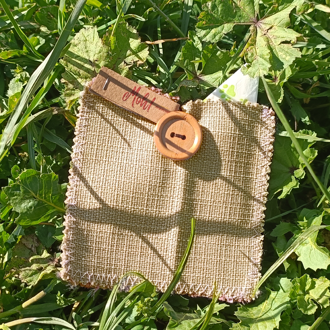 Pochette Ostia 10x10 cm in cotone - beige/fucsia - Moh! MammeOperoseHandMade - ZiaCris DispensAttiva