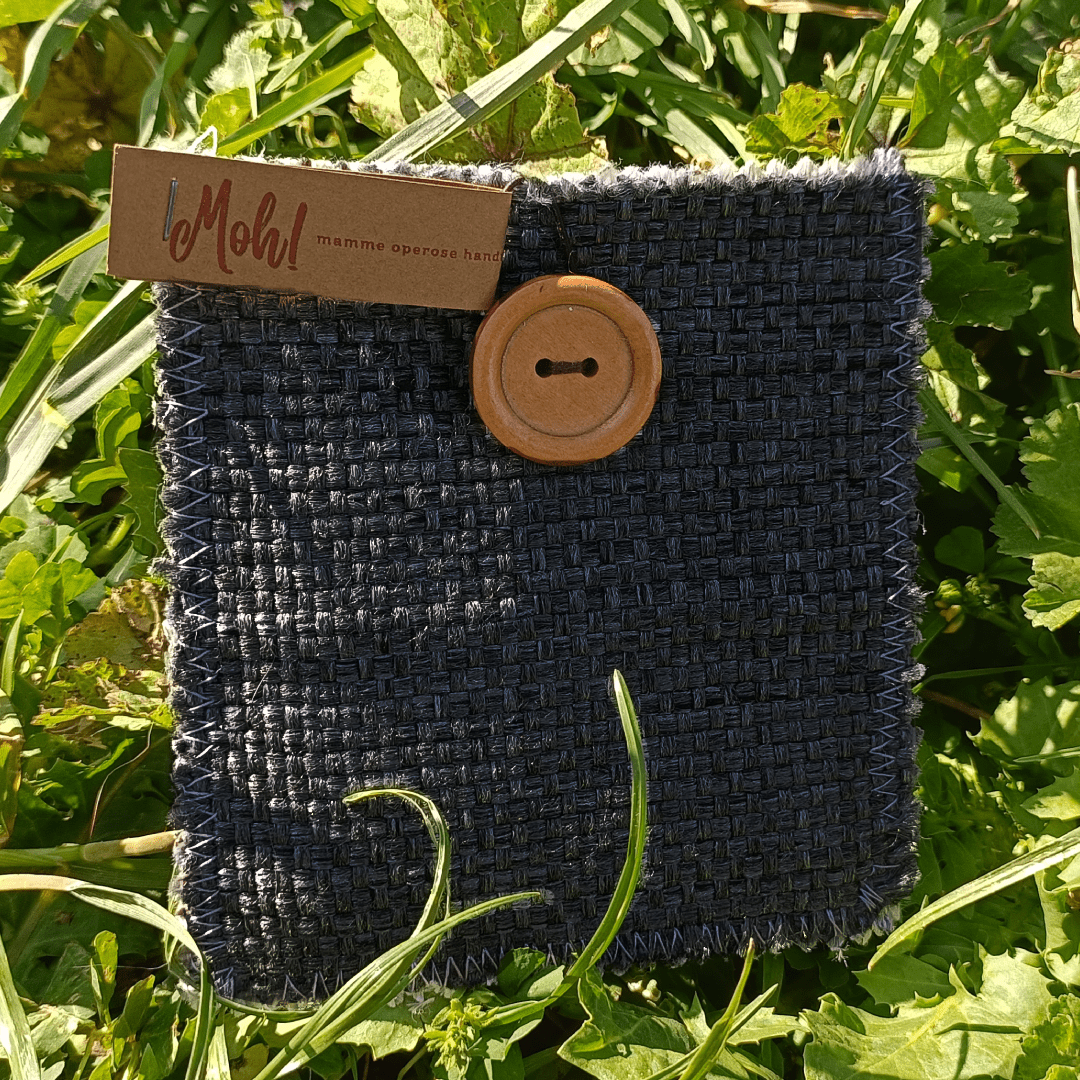 Pochette Ostia 10x10 cm in cotone - antracite/cappuccino - Moh! MammeOperoseHandMade - ZiaCris DispensAttiva