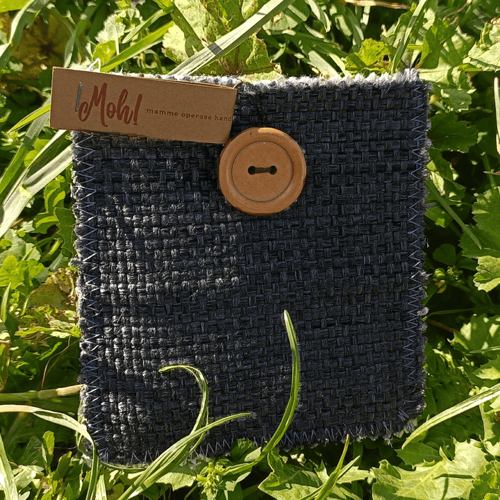 Pochette Ostia 10x10 cm in cotone - antracite/cappuccino - Moh! MammeOperoseHandMade - ZiaCris DispensAttiva