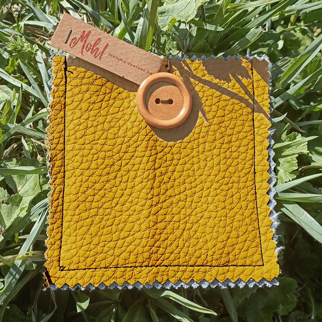 Pochette Ostia 10x10 cm in cotone - ocra/tortora - Moh! MammeOperoseHandMade - ZiaCris DispensAttiva