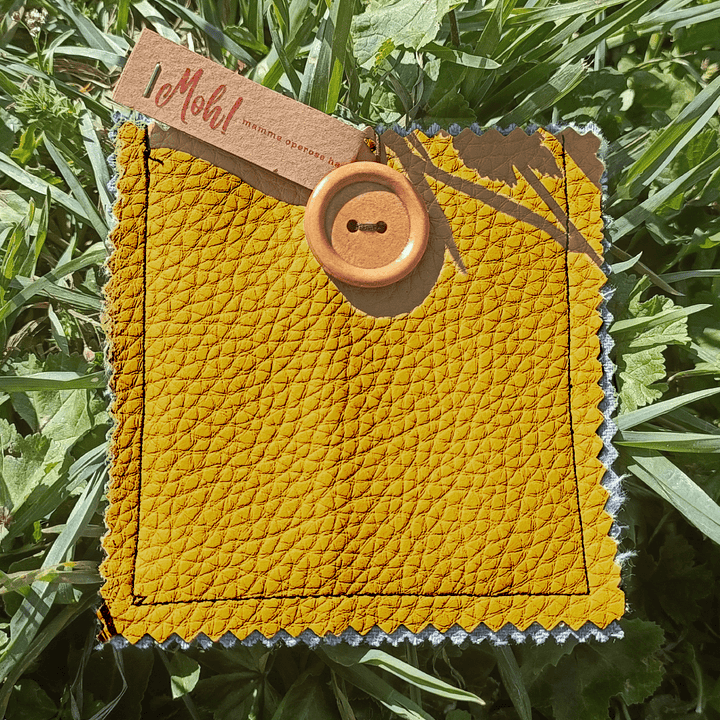 Pochette Ostia 10x10 cm in cotone - ocra/tortora - Moh! MammeOperoseHandMade - ZiaCris DispensAttiva