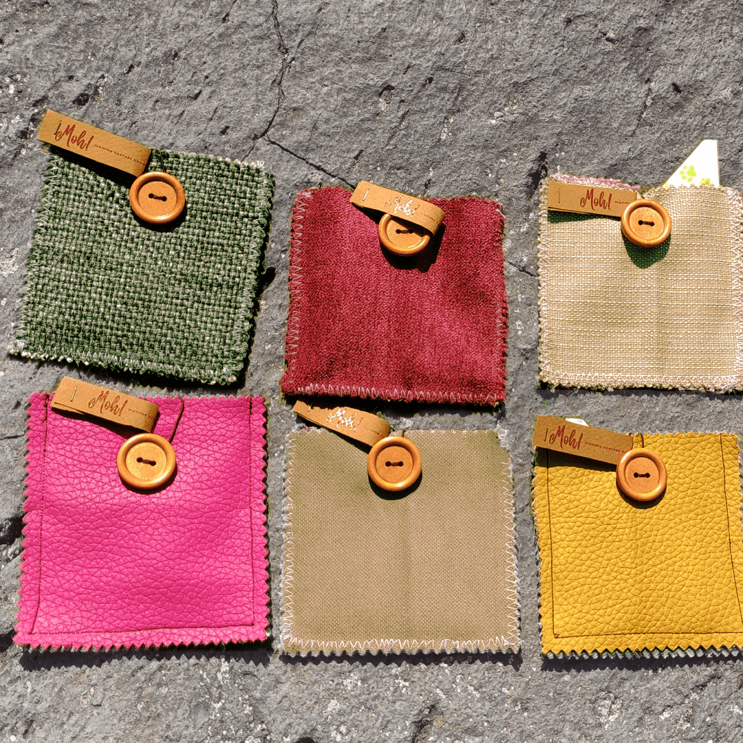 Pochette Ostia 10x10 cm in cotone - antracite/cappuccino - Moh! MammeOperoseHandMade - ZiaCris DispensAttiva