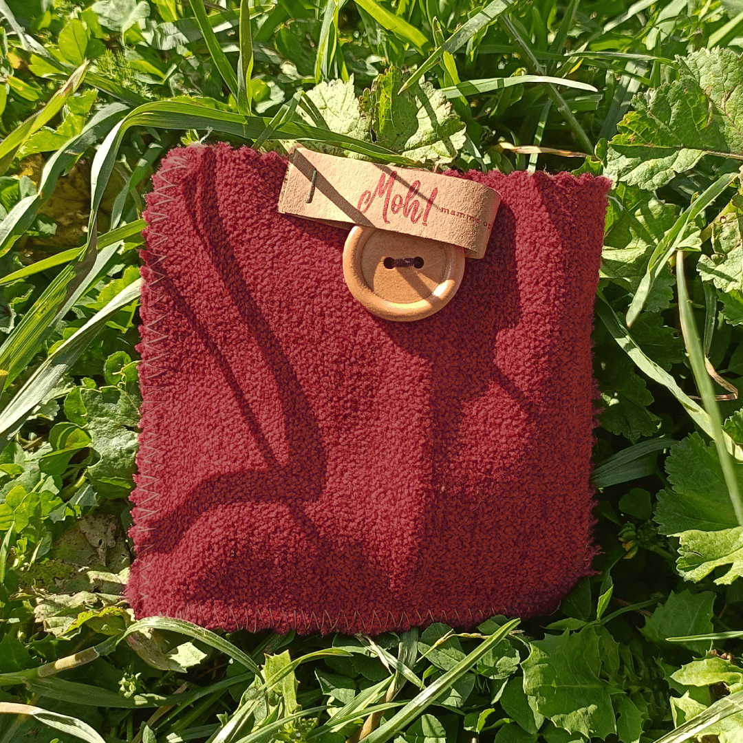 Pochette Ostia 10x10 cm in cotone - bordeaux/cappuccino - Moh! MammeOperoseHandMade - ZiaCris DispensAttiva