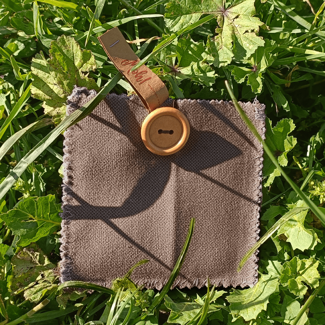 Pochette Ostia 10x10 cm in cotone tortora viola Moh! MammeOperoseHandMade