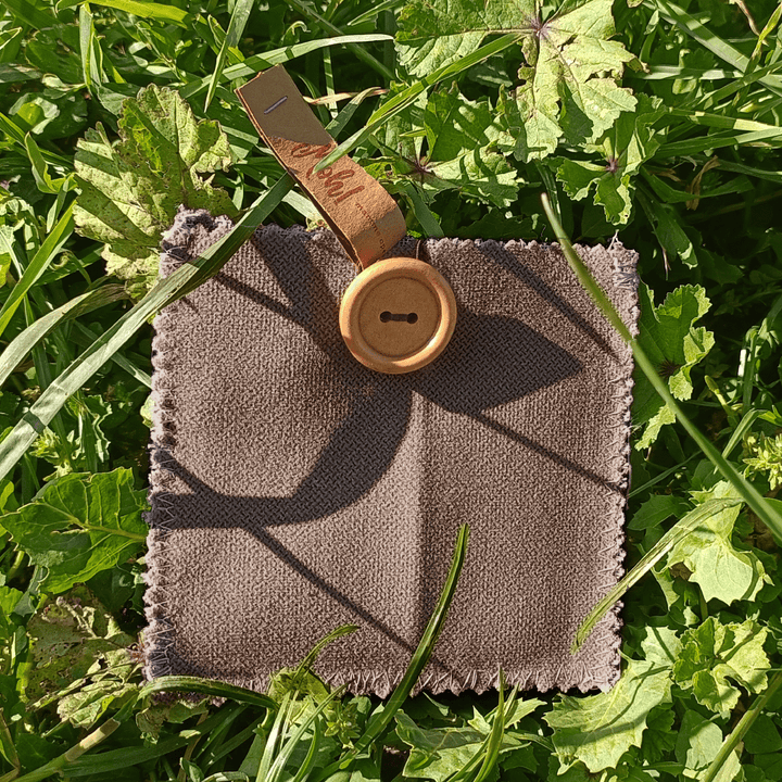 Pochette Ostia 10x10 cm in cotone tortora viola Moh! MammeOperoseHandMade