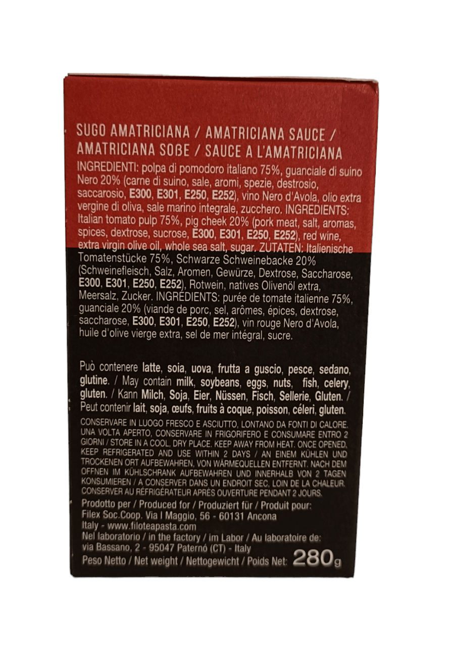 Salsa per pasta all'amatriciana 280g Filotea