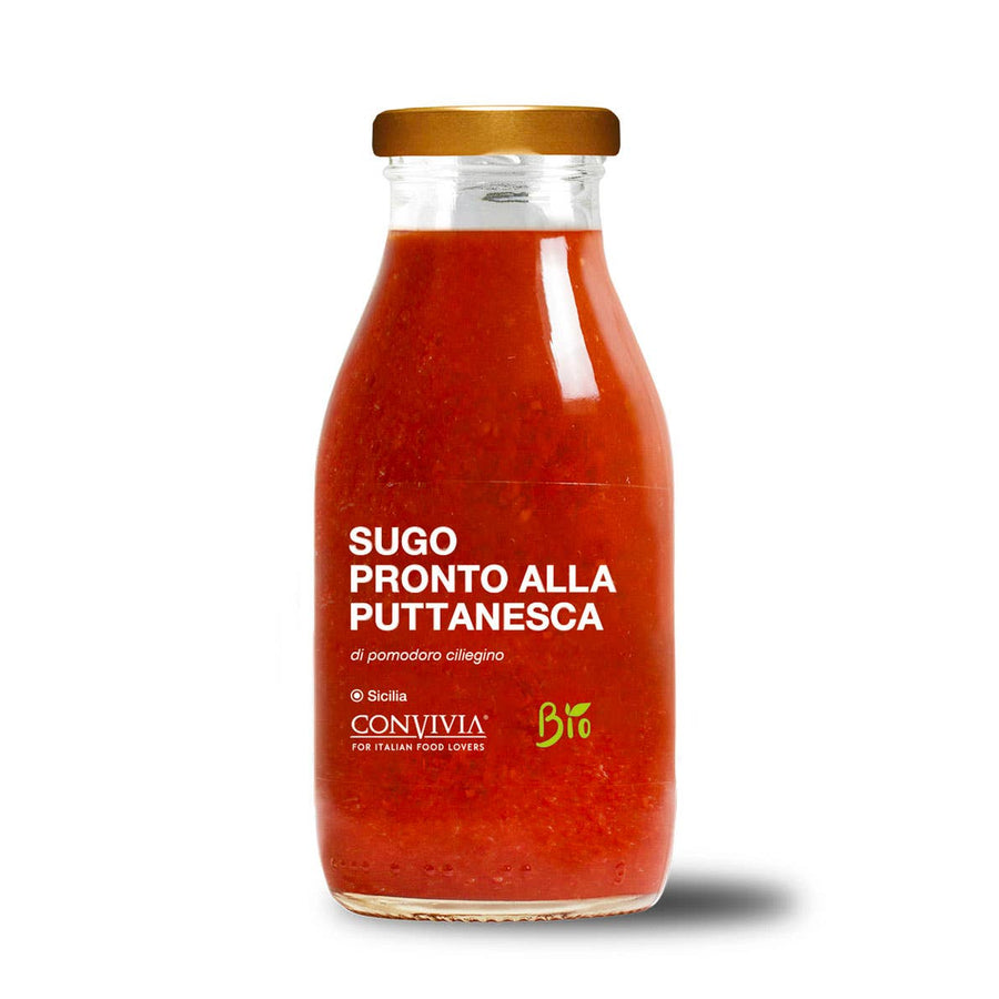 Sugo pronto di pomodoro ciliegino alla puttanesca bio 250g CONVIVIA for italian food lovers