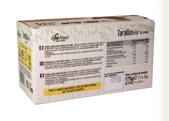Tarallini di avena bio senza glutine 175g (5x35g) TiFaBeneBio
