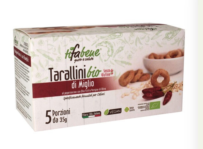 Tarallini di miglio e peperoncino bio senza glutine 175g (5x35g) TiFaBeneBio