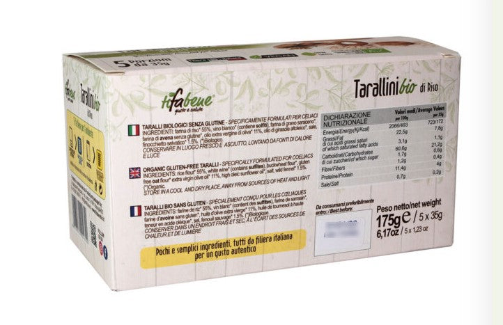 Tarallini di riso e semi di finocchio bio senza glutine 175g (5x35g) TiFaBeneBio
