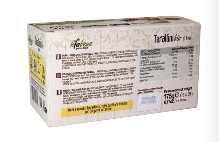 Tarallini di riso e semi di finocchio bio senza glutine 175g (5x35g) TiFaBeneBio